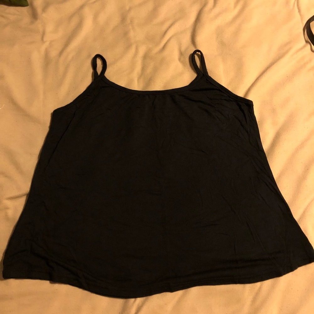 Simple plain black spaghetti strap tank